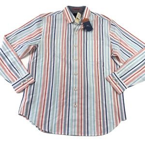 Tommy Bahama Mens Medium Silk Demeter Stripe Multicolor Button Down Shirt